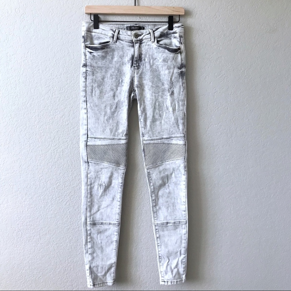 ✨ ZARA TRAFALUC DENIM Acid Wash Moto Skinny Jeans